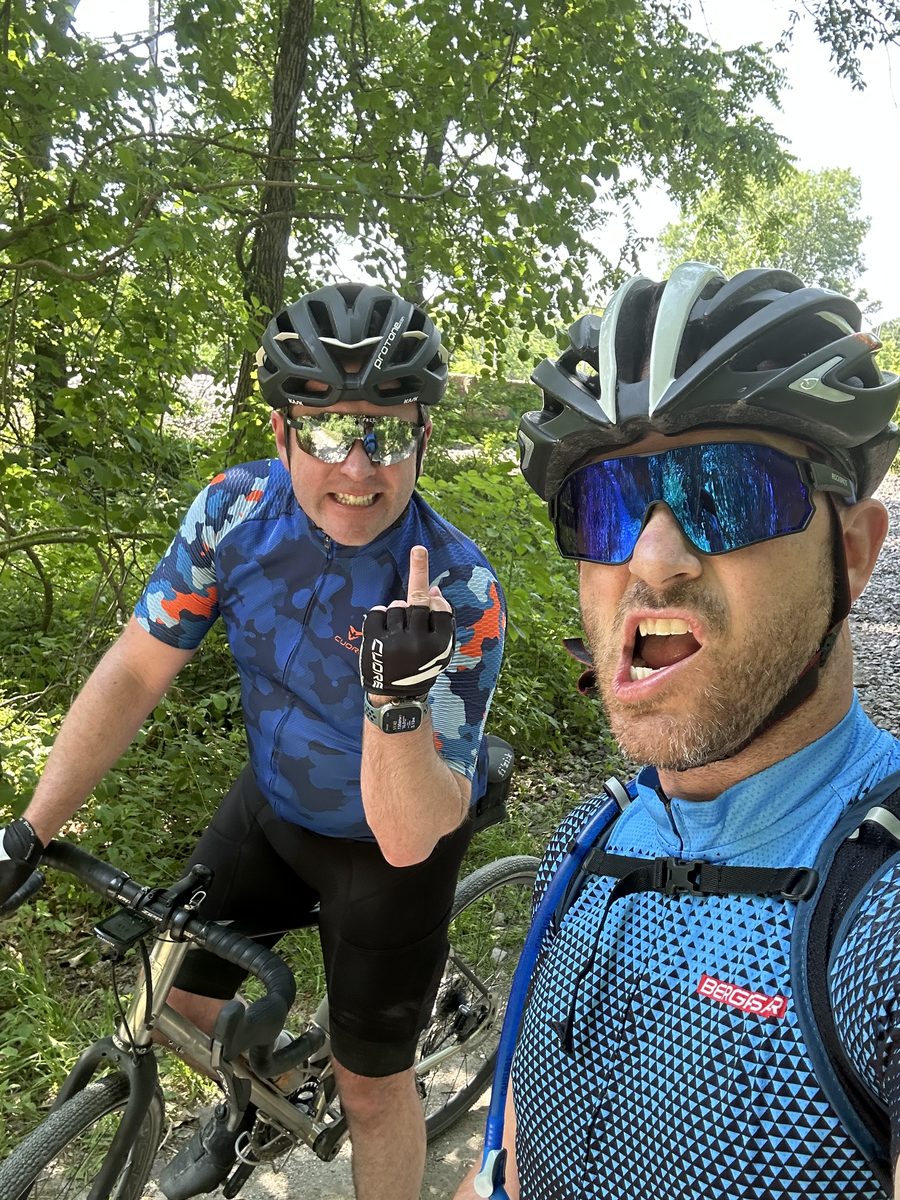 Two riders in the trees